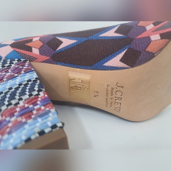 J. Crew Blakely Printed  Pumps Chunky Block Heels Italy Geometric Tribal 8.5 US - Picture 14 of 16